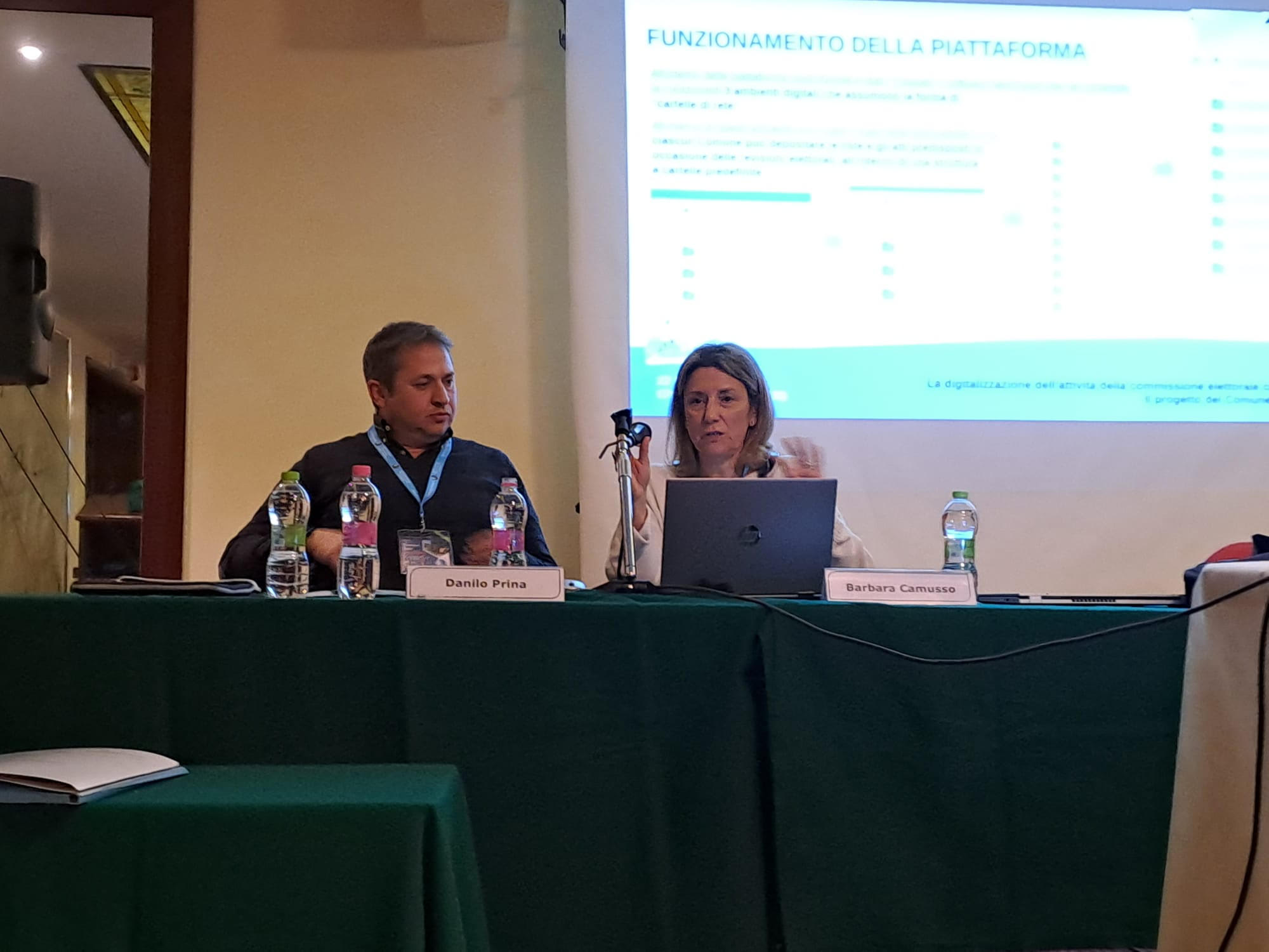 Barbara Camusso e Danilo Prina del Comune di Pinerolo presso il convegno di ANUSCA novembre 2023