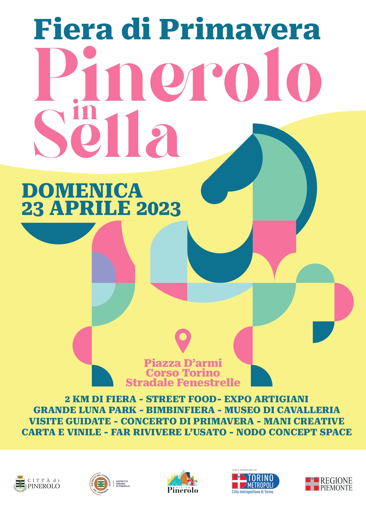 Locandina evento Pinerolo in sella domenica 23 aprile 2023